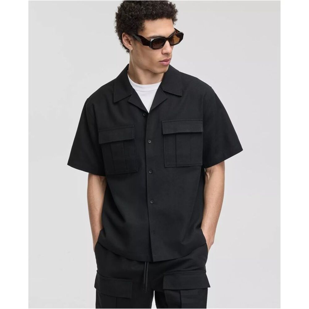 Mode Of One Mens Camp Collar Twill Button Up Shirt, NWT